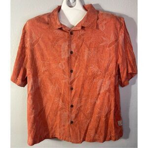 Margaritaville It's 5 O'Clock Somewhere Silk Orange Print Hawaiian Shirt 2XL